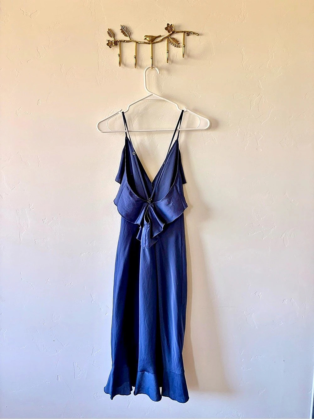 Victoria's Secret Satin Ruffle Maxi Dress in Blue Like New